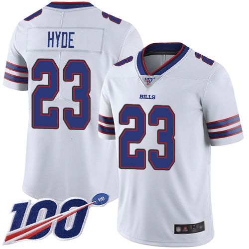 Men Buffalo Bills 23 Micah Hyde White Vapor Untouchable Limited Player 100th Season NFL Jersey